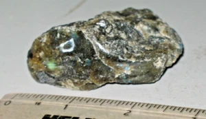 Labradorite spectrolite 1 chunk 2.33 oz blue flame + multi color polished 1 side - Picture 1 of 5