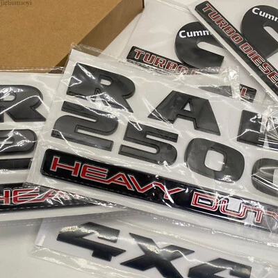 5PCS SET Emblems Badges For RAM 2500 HEAVY DUTY Cummins Turbo Diesel 4X4 Black - Image 1 of 4
