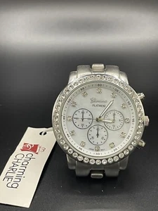 Geneva Platinum Watch No: 9199 Silver With Tag NEW BATTERY VINTAGE - Picture 1 of 3