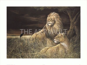 Ruane Manning Male and Female Lion Winds of the Serengeti 20x16 in - Picture 1 of 4
