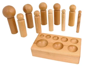 Grand 10 Pièces en Bois Dapping DOMING Jeu W / Bloc 1.6cm - 6.3cm non - Picture 1 of 2