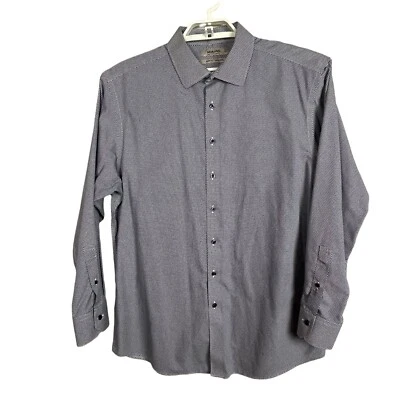 Camisa masculina Murano slim fit sem ferro tamanho 17/34 azul cinza geométrica manga longa - Imagem 1 de 4