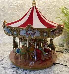 Mr Christmas Vintage Iluminado Musical Animado Carrusel Papá Noel Trineo Reno - Imagen 1 de 14