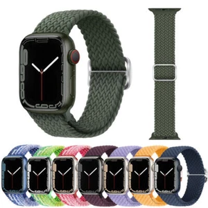 For Apple Watch Ultra SE 9/8/6/5/4/3/2 Nylon Braided Strap Band Stretch Elastic - Picture 1 of 38