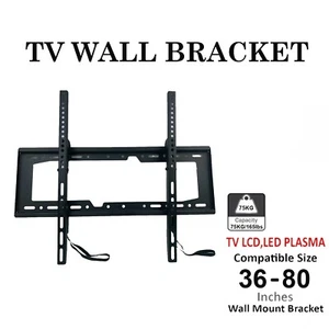 36-80 INCHES UP TO 75KG LOAD Wall Mount TV BRACKET LED LCD PLASMA TV SUPPORT UK - Picture 1 of 12