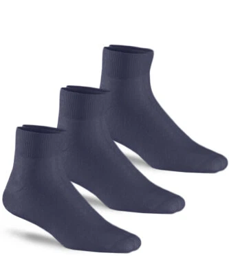 Calcetines Jefferies para hombre deportivos sin costuras cojín azul marino cuarto de tobillo calcetines 3 pares Foto 1 de 4