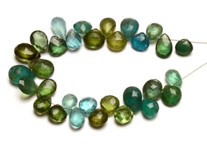 Gemas de apatita arco iris natural 8x6 a 10x7 mm tamaño pera cuentas briolette hilo de 6" - Imagen 1 de 4