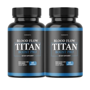 Blood Flow Titan Boost Pro Mens Blood Flow Supplement - 2 Bottles - Picture 1 of 6