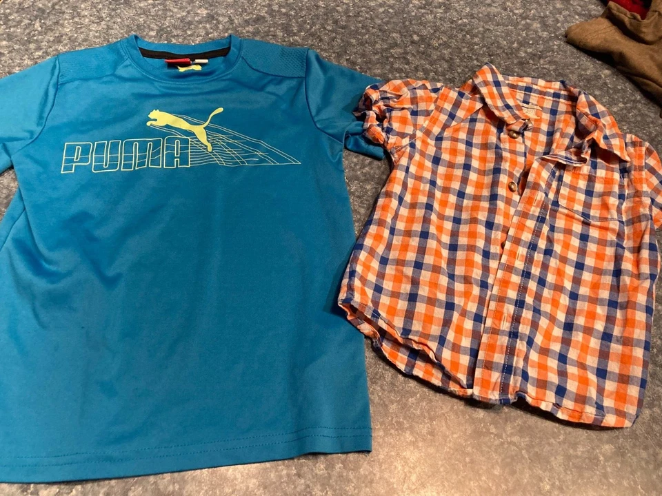 Boys shirts sz 7 puma & orange & blue button up  sz 2T    mixed sizes  =2106 - Image 1 of 1