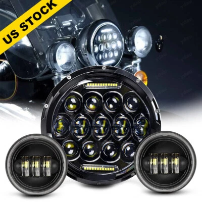 para Harley Davidson Road King farol de LED de 7 polegadas e luzes de passagem de neblina de 4,5" - Imagem 1 de 4