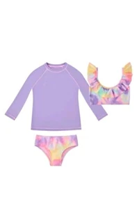 Member's Mark Toddler Youth Girls 3 Pc. Rashguard Swim Suit Set Cotton Candy 2T - Picture 1 of 7