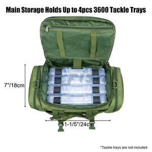 Large Fishing Tackle Bag With Boxes 60 Fishing Lures Accessories Padded Shoulder - Picture 1 of 9