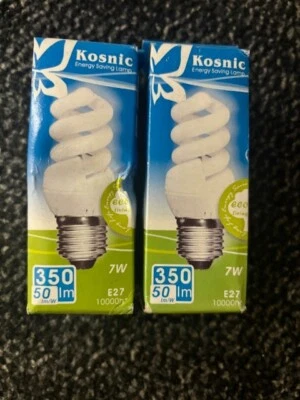 2 x Kosnic ES/E27 - 7W Mini Spiral & Quick Start - CFL Compact Fluorescent - Image 1 of 3