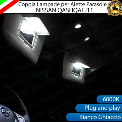 ALETTE PARASOLE A LED PER NISSAN QASHQAI J11 6000K LUCE BIANCA ALTA LUMINOSITA' - Immagine 1 di 2
