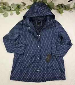 NWT Weatherproof Blue and White Polka Dot Full Zip Raincoat Size XL - Picture 1 of 8