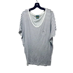 C&C California Oversized T-Shirt Tunic White Blue Stripes Front Pocket Size Med - Picture 1 of 8