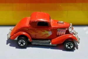 Hot Wheels Vintage Blackwall  3-Window '34 Coupe Flames RED BW 1988 - Picture 1 of 3
