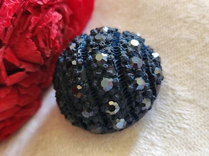 Button Vintage Parurier Collection Resin Rhinestone Blue Jewelry 2,5 CM Ref 2425 - Picture 1 of 2