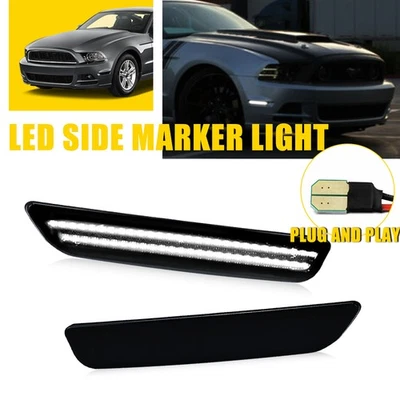 Luces delanteras marcadoras de luz lateral LED de humo para Ford Mustang 2010 2011 2012-2014 EE. UU. Foto 1 de 4
