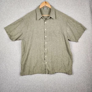 Vintage Old Navy Shirt Mens Extra Large Green Linen Blend Button Up - Picture 1 of 8