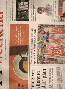 FT Weekend Newspaper – Sept 20, 2025 – London Fashion Week, Digital ID, - Foto 1 di 2