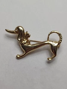 Vintage goldfarbene Dackel Doxen Weiner Hund Brosche Anstecknadel unsigniert Strass  - Bild 1 von 5