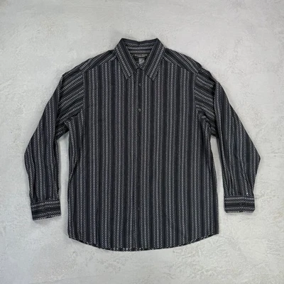 Crazy Horse Woven Cotton Pattern Striped Button Up Shirt Men's XL - Image 1 of 4