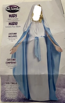 Disfraz de María para adulto Fun World se adapta hasta 14, talla única azul/blanco (L-1446) Foto 1 de 4