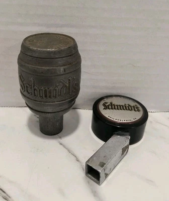 2 Vintage Schmidt's of Philadelphia Beer Tap Handle Knob Keg Bar Tapper Sign - Image 1 of 4