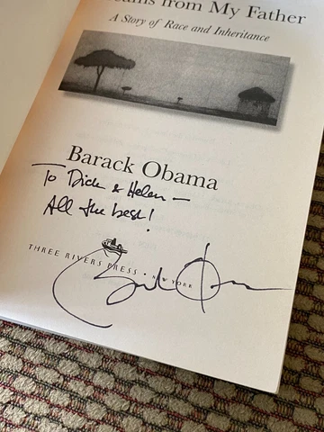 BARACK OBAMA Signed Autographed "Dreams From My Father" Book Inscribed Cover