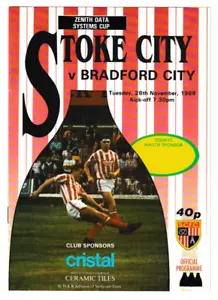 Stoke City v Bradford City 1989/90 Zenith Data Systems Cup - Picture 1 of 1