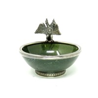 NYJEWEL Imperial Russian Royal Double headed Eagle Diamond Silver Nephrite Bowl