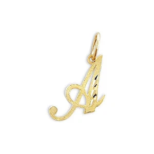 Genuine 14K Yellow Gold 0.78" Fancy Cursive Script Letter Initial 'A' Pendant - Picture 1 of 5