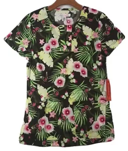 Koi Stretch Tanya Womens XS Rainforest Floral Scrub Top #324PR, NWT - Picture 1 of 8