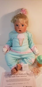 Muñeca Lee Middleton First Born Awake Girl #939/2000 suave y dulce certificado de autenticidad 1997 18" nueva en caja - Imagen 1 de 13