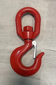 1 Zoll rot Legierung drehbarer Hebehaken 7 Tonnen WLL mit Riegel Schäkel Schleppkran Heben - Bild 1 von 4