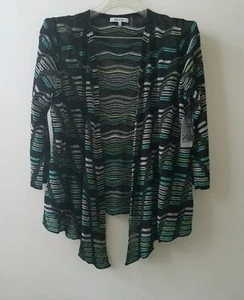 ZOZO Black Multi Color Angle 4 Way Front Knit Cardigan Size L Retail $148 NWT - Picture 1 of 6
