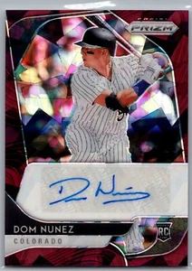 2020 Panini Prizm Burgundy Cracked Ice RC Rookie Auto /25 Dom Nunez #RA-DN - Picture 1 of 2