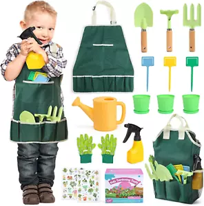 Kids Gardening Tool Set 20PCS Gardening Toys Includes Metal Rake Fork Trowel - Picture 1 of 12