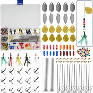 160Pcs Fishing Lures Spinner Making Kit with Tackle Box, Inline Spinner Baits - Picture 1 of 12