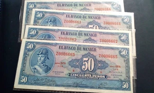 1972 Mexico 50 Pesos banknote Ignacio De Allende CRISP UNC low serie ONE NOTE - Picture 1 of 6