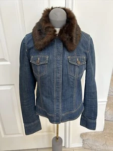 Chaqueta vaquera Classiques Entier con cuello de piel sintética extraíble para mujer mediana NUEVA - Imagen 1 de 11
