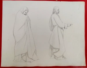 D*C69-ORIGINALZEICHNUNG-VERBRECHER JOSEPH-VORHANGSTUDIE-UM 1841 - Bild 1 von 1