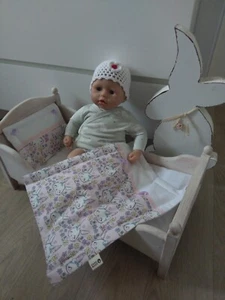 ❤Puppenbettwäsche❤PuppenwagenGarnitur❤ Hase rosa ❤ Baby Born Handmade Neu - Bild 1 von 5