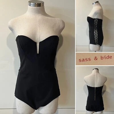 Body SASS BIDE NUEVO CON ETIQUETAS Negro Elástico, Enrejado, Sin Tirantes Copa L/B Foto 1 de 4
