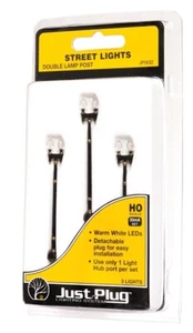HO Scale Woodland Scenics JP5632 Just Plug Double Lamp Post Street Lights (3)pcs - Picture 1 of 1