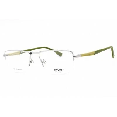 Flexon Men's Eyeglasses Matte Silver Metal Rectangular Frame FLEXON E1127 040 - Image 1 of 2