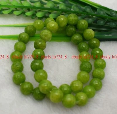 2Pcs New Fashion 8mm Green Peridot Gemstone Round Beads Bracelet 7.5" Strand - Image 1 of 4