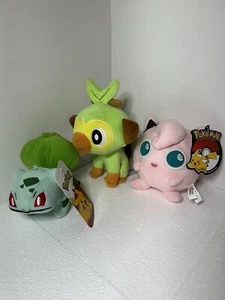 Pokemon Bulbusaur Jiggly Puff Grookey Plush Lot Of 3 - Picture 1 of 4