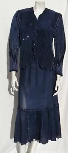 Vtg $2000 PACA USA 4 Piece Set Sweater Leather Beaded Pant Skirt Jacket Top XS S - Picture 1 of 12